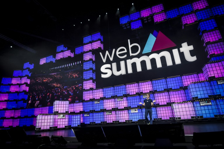 Web Summit CEO Paddy Cosgrave delivers a speech on the opening day of the tech conference in Lisbon in November 2021