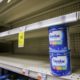 Shelves normally meant for baby formula sit nearly empty at a store in downtown Washington, DC, on May 22, 2022