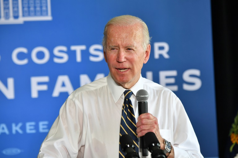 US President Joe Biden speaks during a visit to a farm in Kankakee, Illinois on the eve of welcoming Southeast Asian leaders for a summit that is expected to focus in part on trade