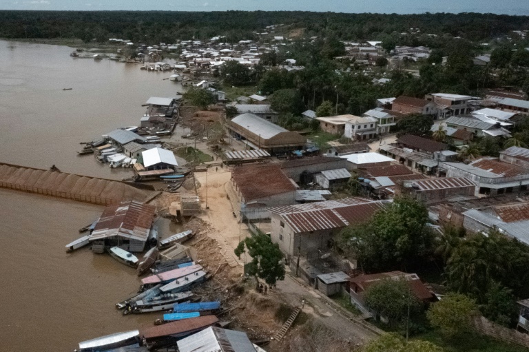 An aerial view of the Brazilian port of Atalaia do Norte -- the launch point for adventurers, missionaries, poachers, smugglers and others drawn to the Javari Valley, a far-flung sprawl of jungle in the heart of the Amazon rainforest