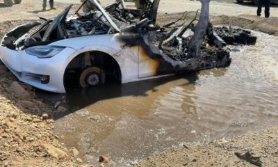 California firefighters ended up building a water-filled put to extinguish the flames in a Tesla electric car