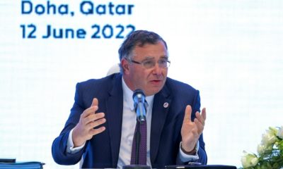 France's TotalEnergies CEO Patrick Pouyanne at a signing ceremony in Doha