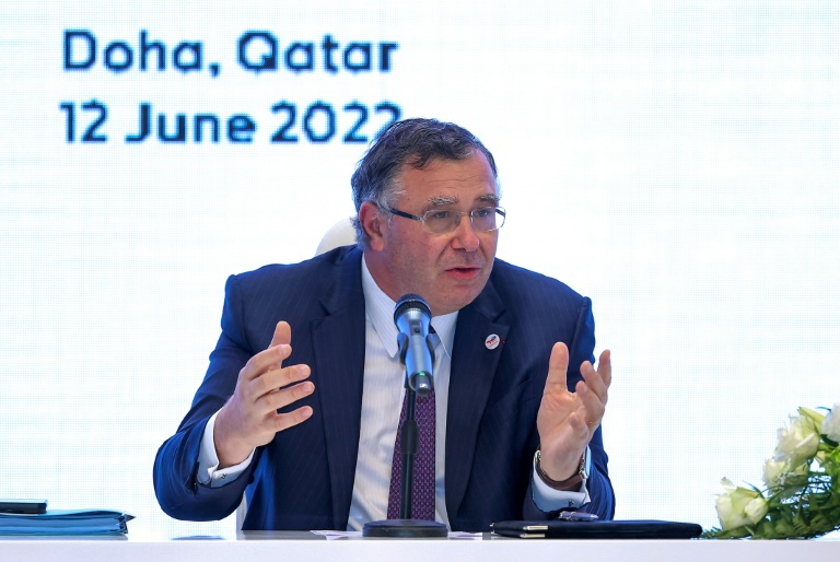 France's TotalEnergies CEO Patrick Pouyanne at a signing ceremony in Doha