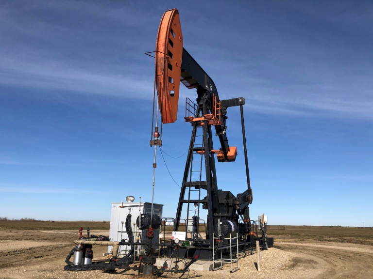 An oil rig is seen in Canada's Saskatchewan province in October 2019