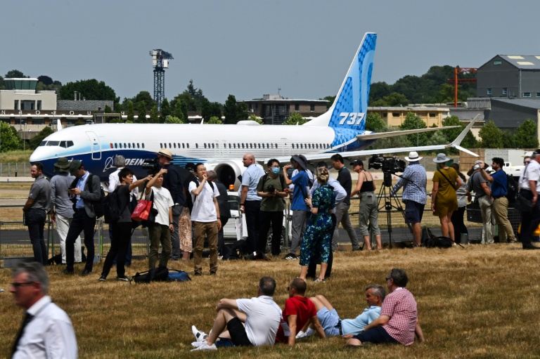 A Boeing 737 at the Farnborough Airshow where the company announced significant new plane orders