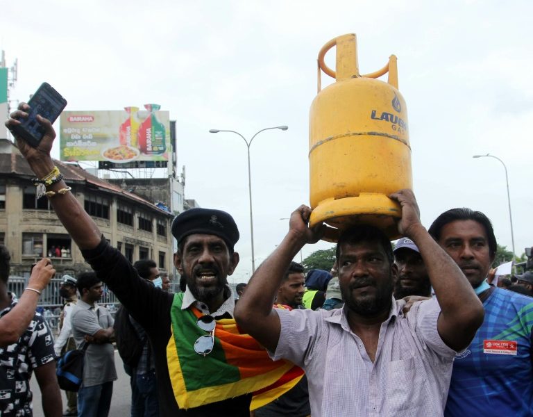 Sri Lankans have taken to the streets over an acute shortage of essentials including food, fuel and medicines