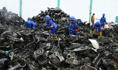 There's money in trash: Scrap metal at Romco's recycling plant in Lagos