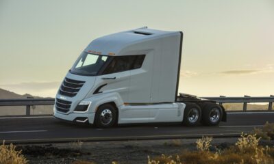 A Nikola Two truck, as presented by the Nikola truck company, whose former chief executive has been found guilty of fraud