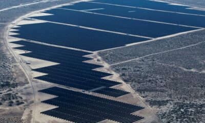 Aerial view of the largest solar energy project in all of Latin America, in Puerto Penasco, Sonora state, Mexico