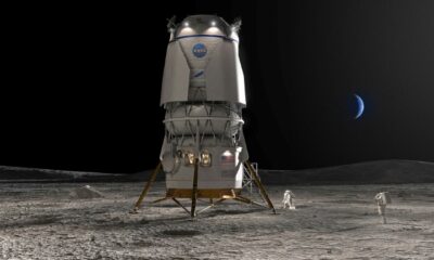 Illustration released by the Blue Origin of its lander, baptized Blue Moon, which has been selected by NASA for the Artemis 5 lunar mission