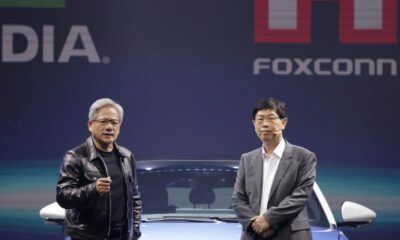 Chairman of Foxconn Technology Group Young Liu (R) and Nvidia CEO Jensen Huang Taiwanese announced Wednesday they are building 'AI factories'