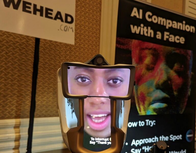 Wehead, a companion robot that uses generative artificial intelligence, was on display at the Consumer Electronics Show (CES) in Las Vegas