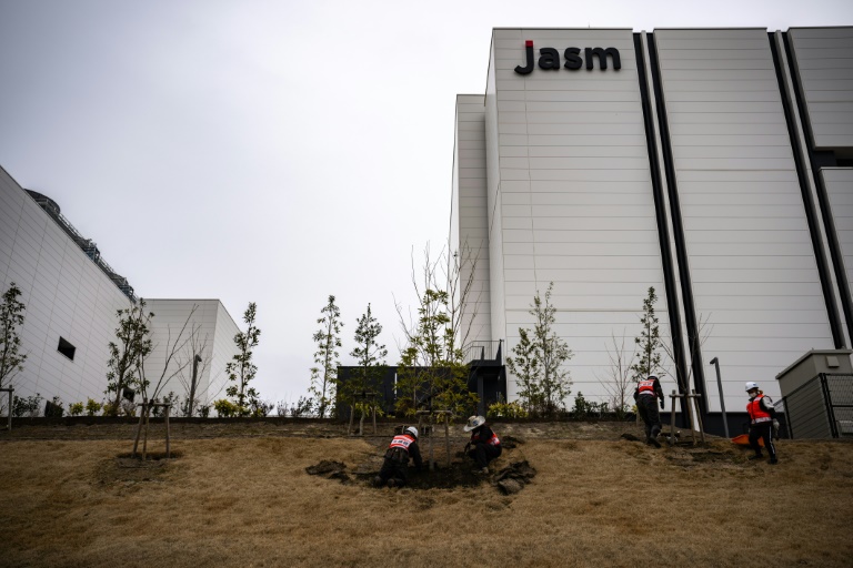 A general view shows the new semiconductor plant by Japan Advanced Semiconductor Manufacturing Company (JASM), a subsidiary of Taiwan's chip giant TSMC (Taiwan Semiconductor Manufacturing Company), in Kikuyo, Japan