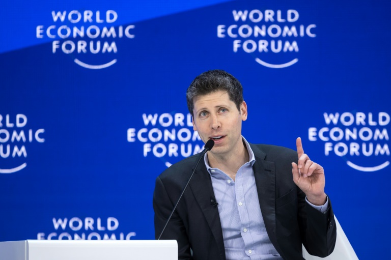 OpenAI CEO Sam Altman gestures during a session on Artificial Intelligence (AI) during the World Economic Forum in Davos